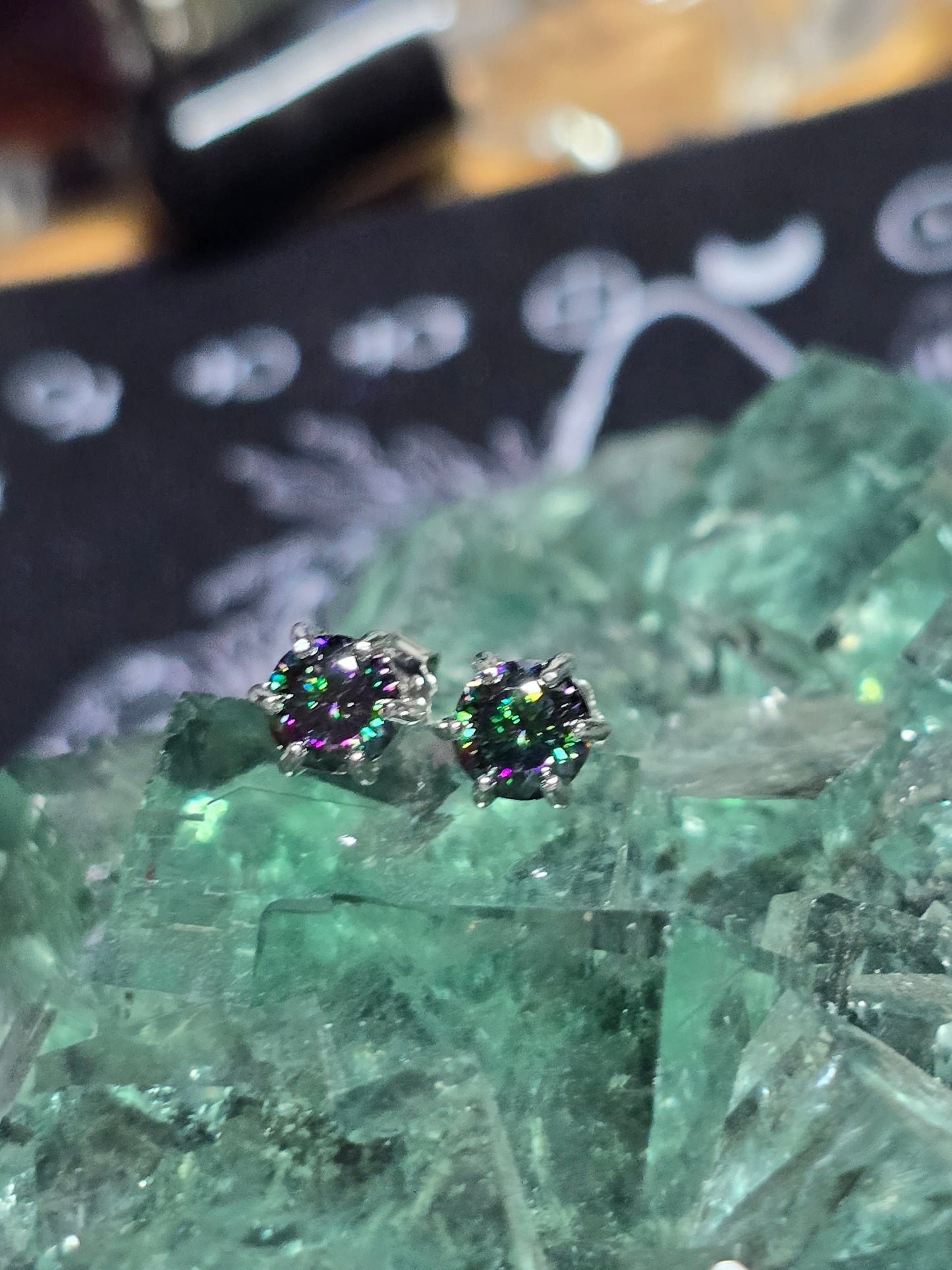 Rainbow moissanite earrings