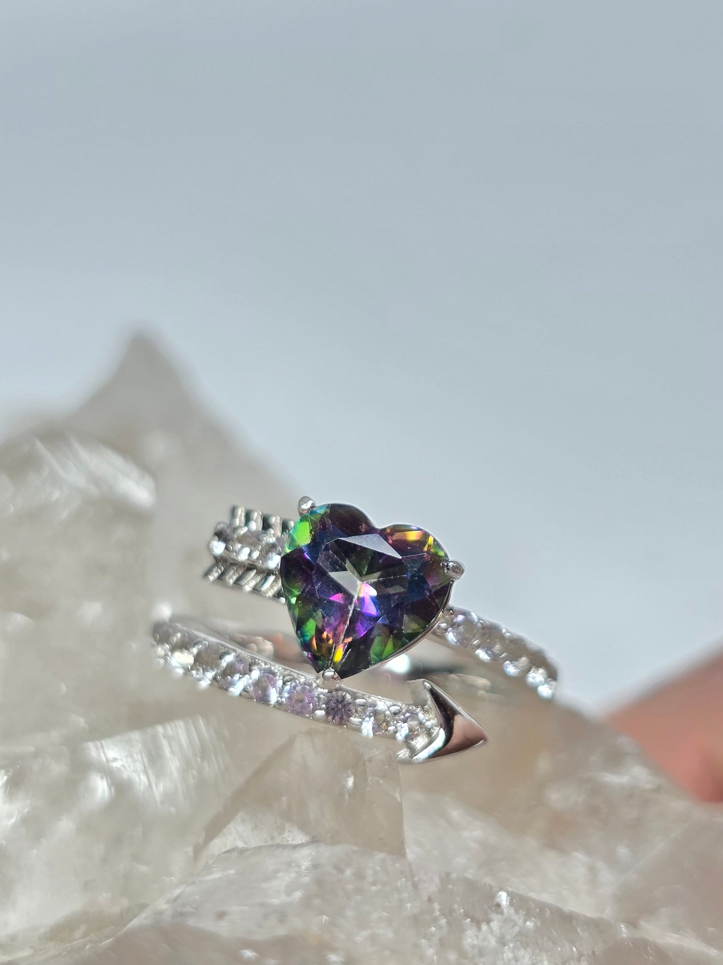 Mystic topaz and white topaz accents size 7