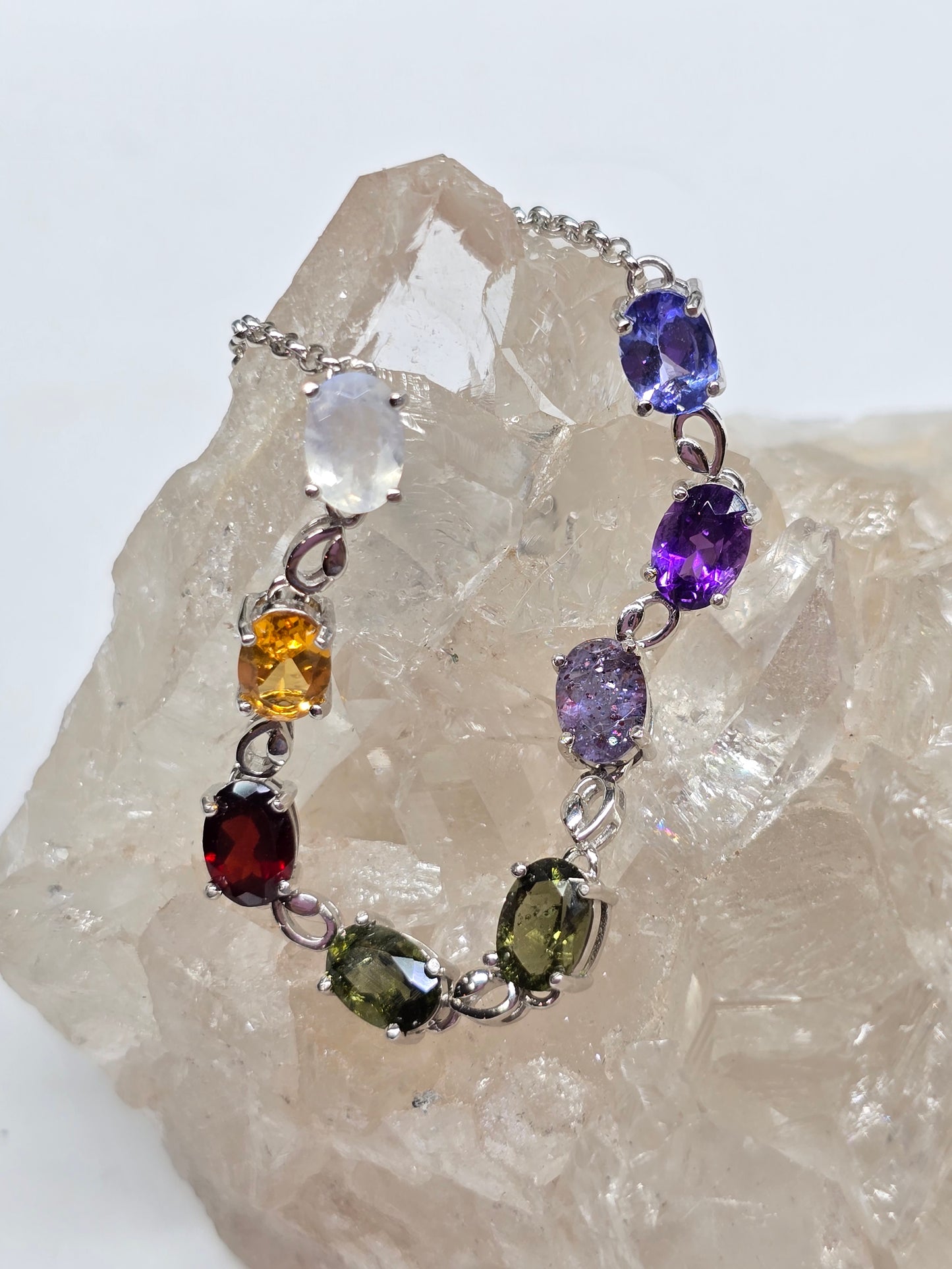 The rainbow moldavite bracelet