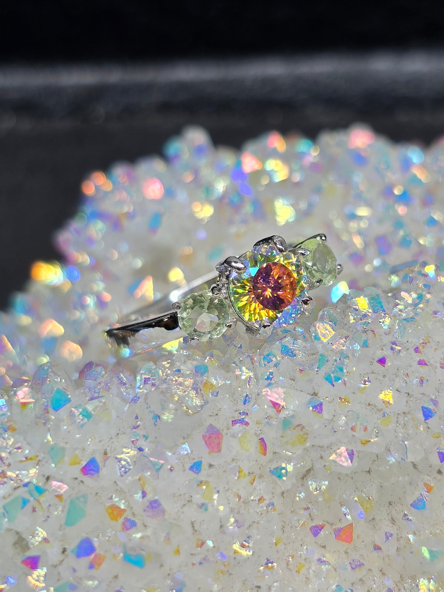"Slime" MOISSANITE and uranium glass.