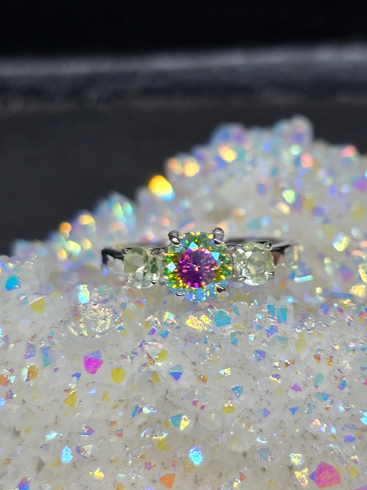 "Slime" MOISSANITE and uranium glass.