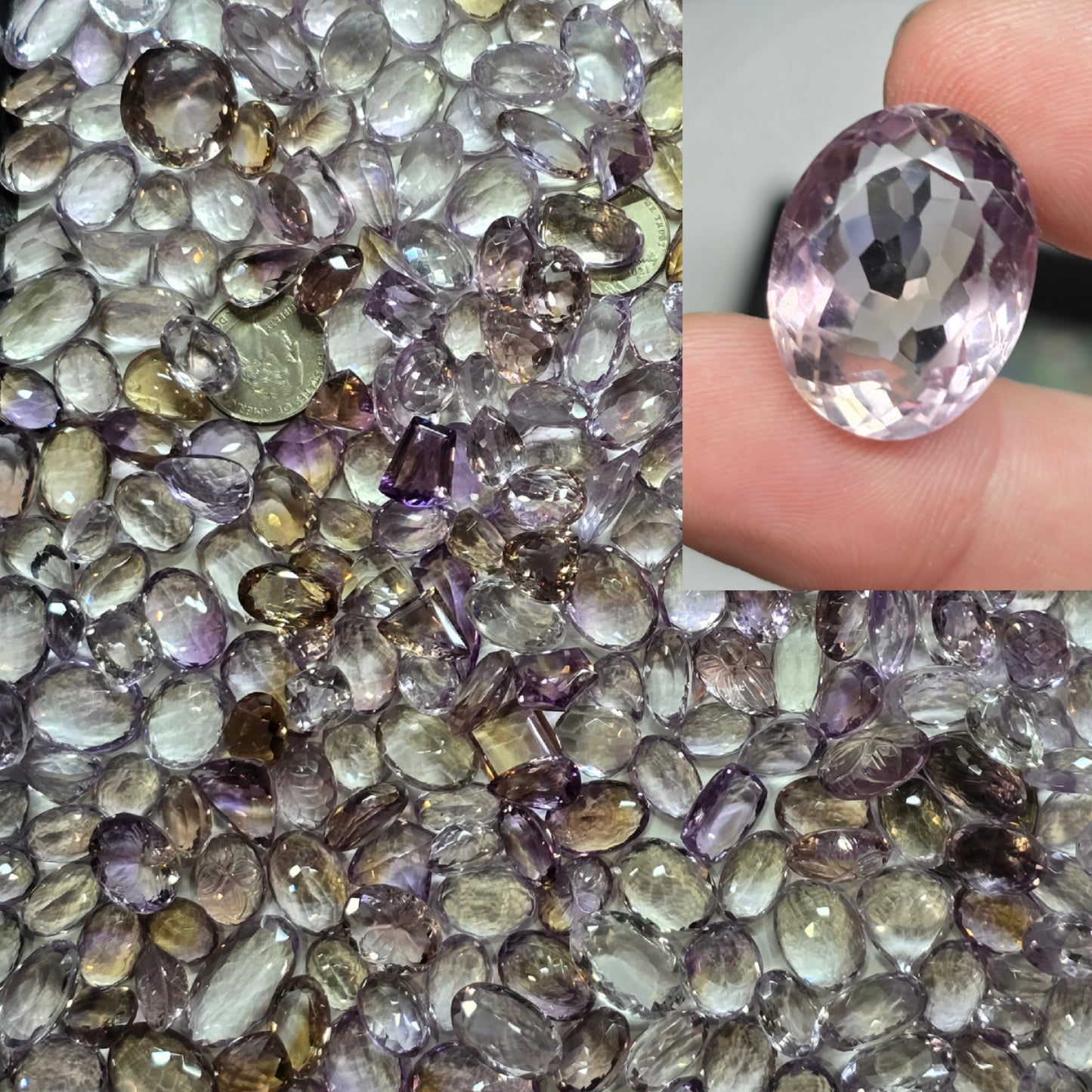 Amethyst/ametrine facets