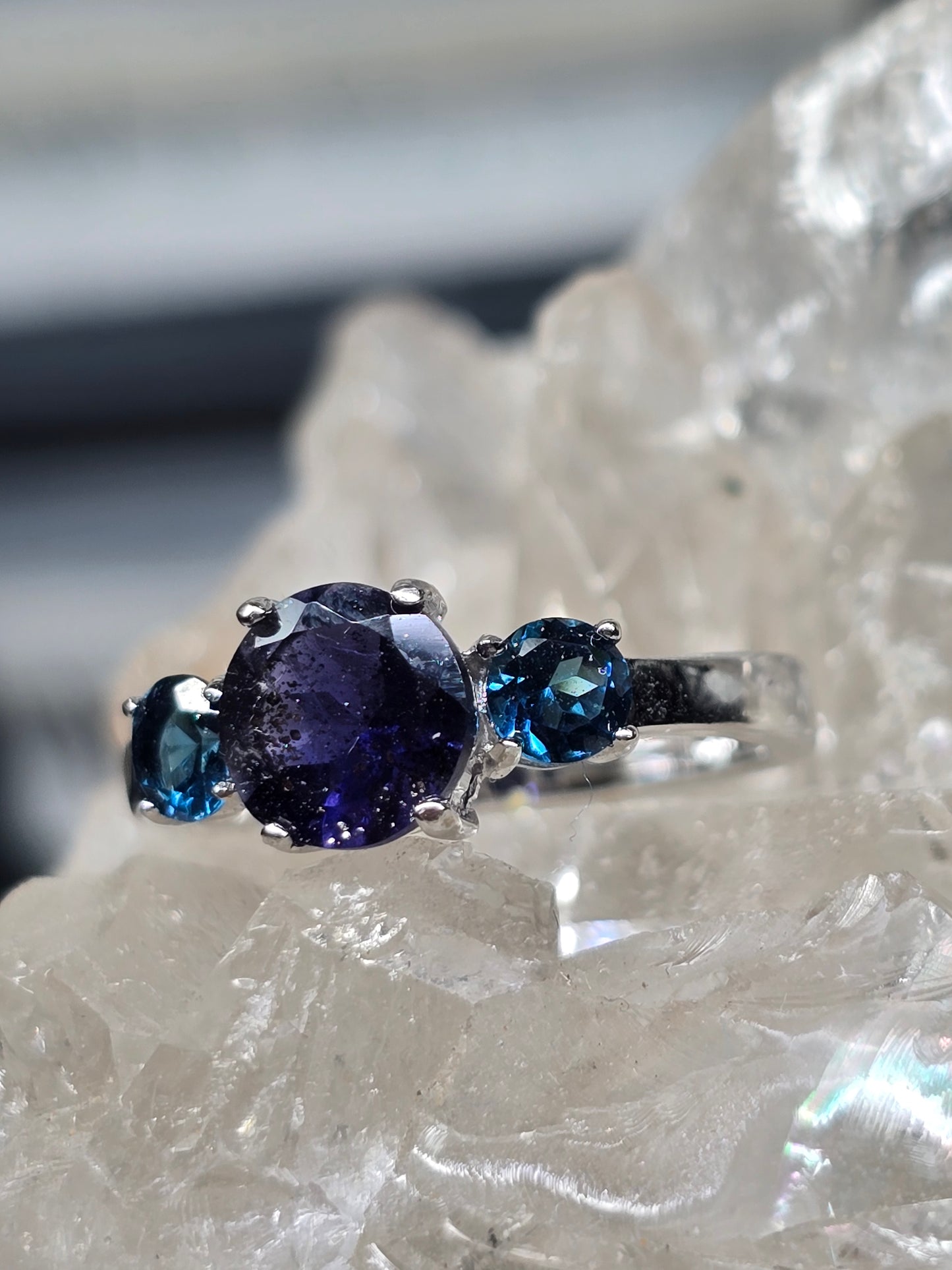 Size 7 iolite and blue topaz