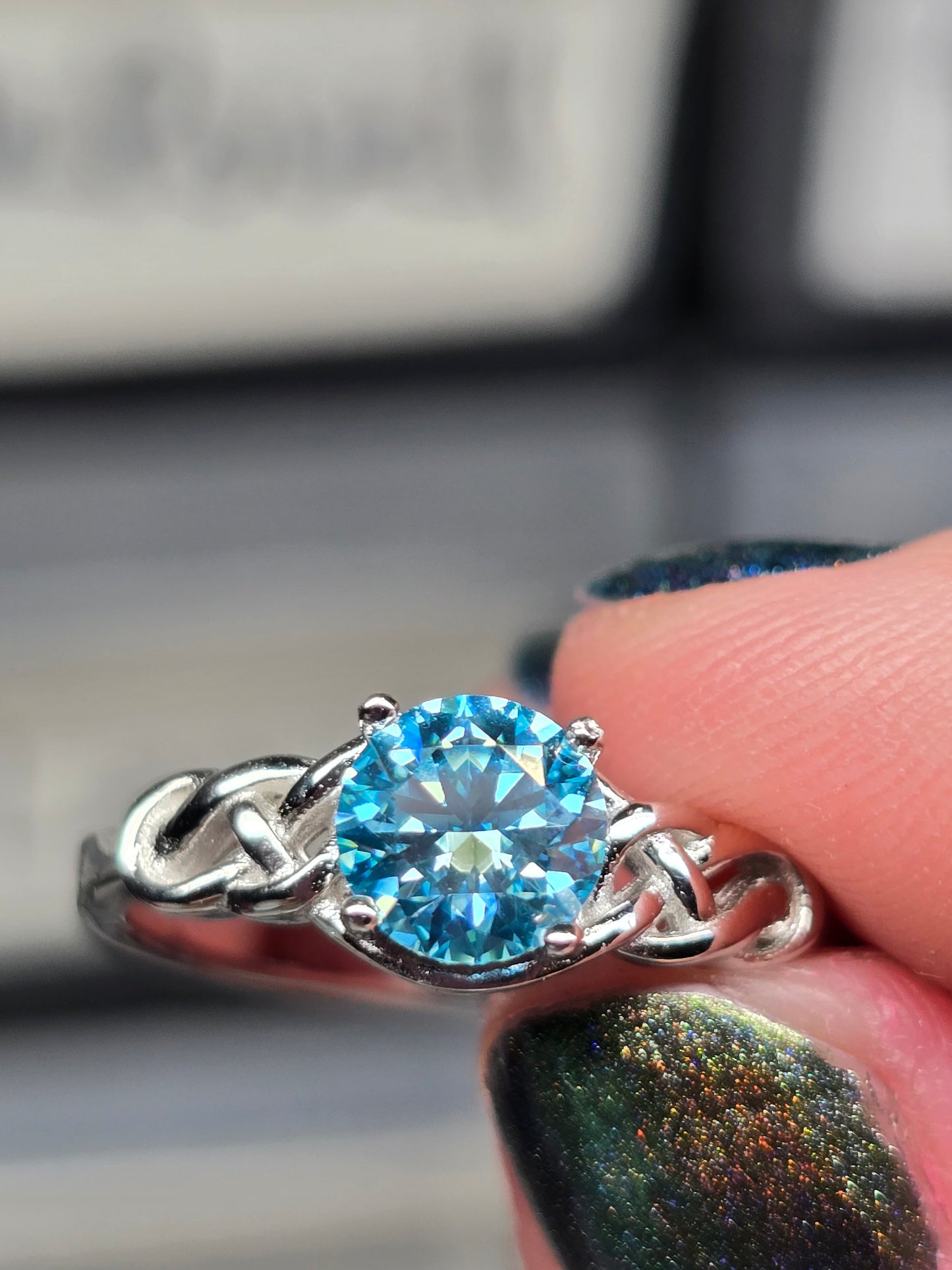 Size 9 sea blue moissanite