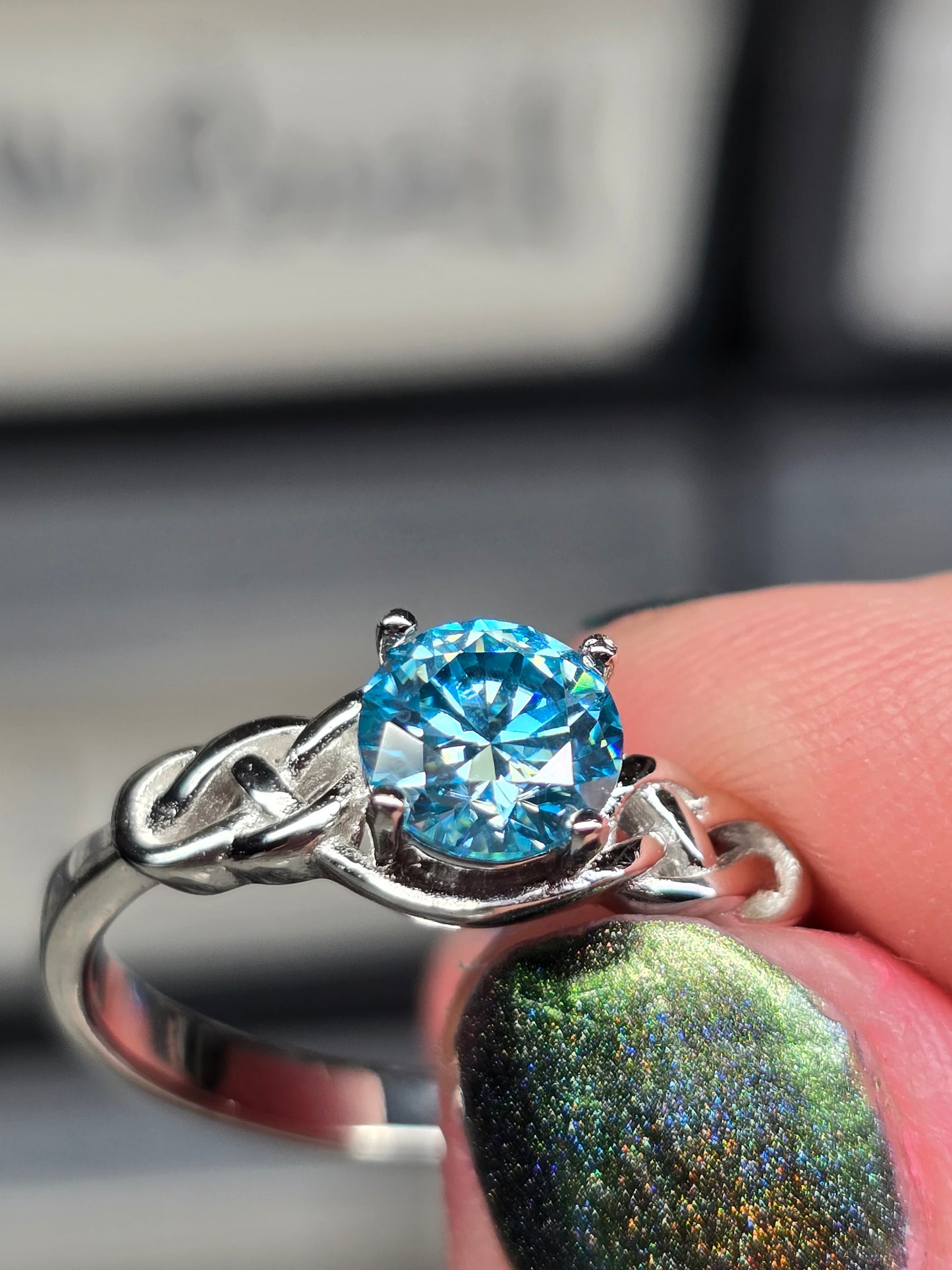 Size 9 sea blue moissanite