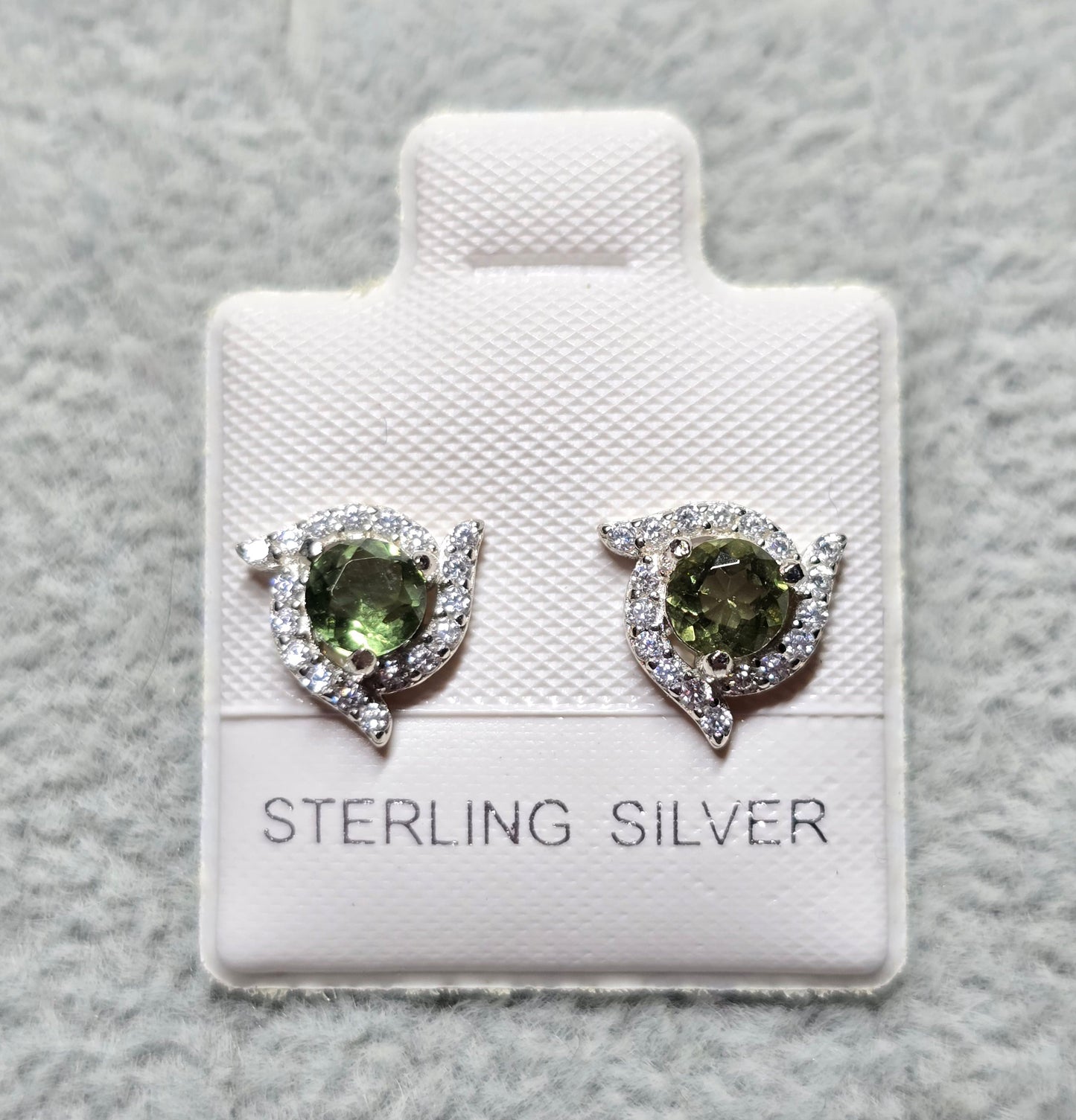 Moldavite earring studs