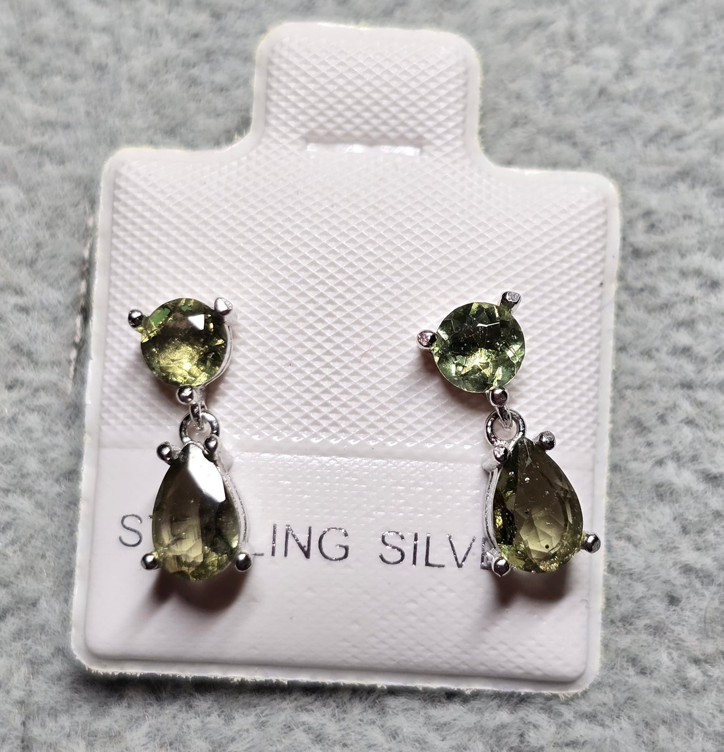 Moldavite dangle studs