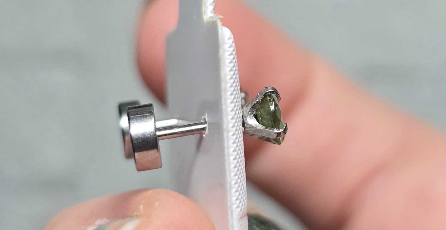 4mm moldavite stainless steel studs