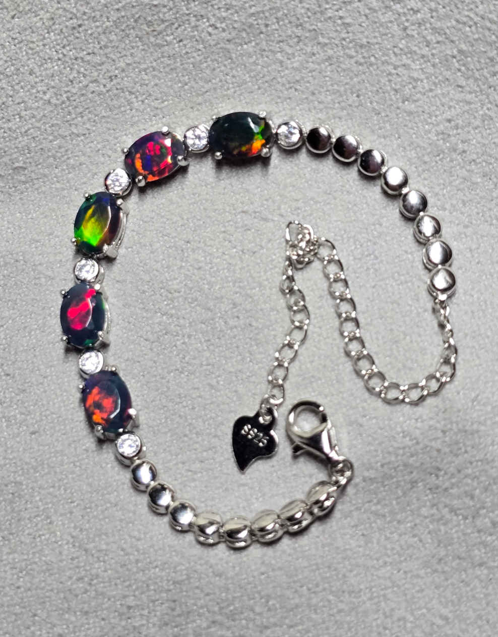 Black Ethiopian opal bracelet AAA quality.