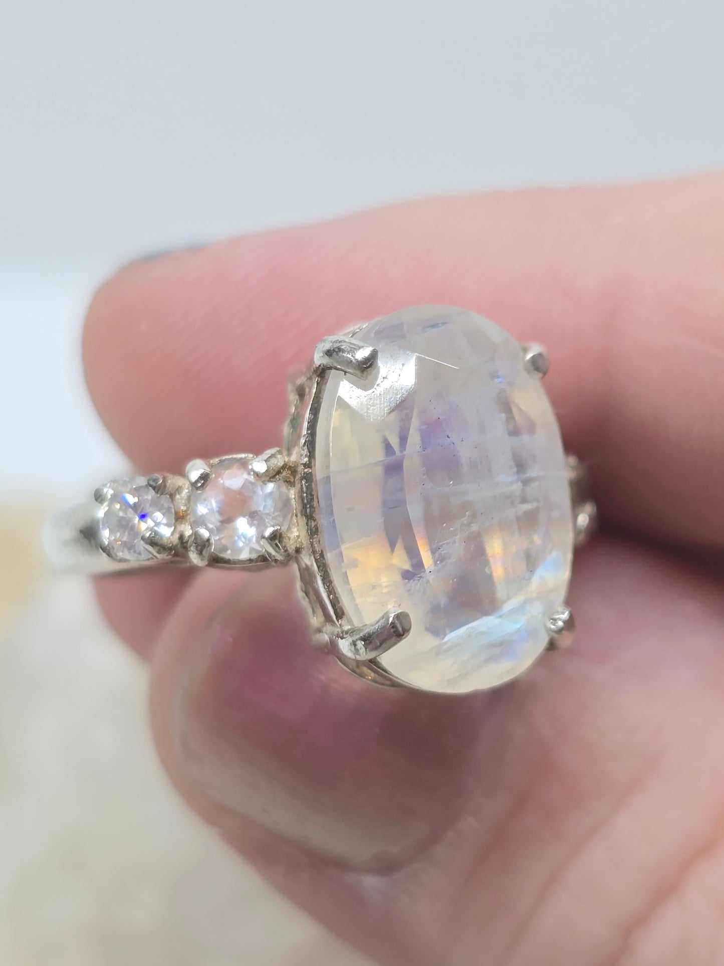 Moonstone, and moissanite size 5