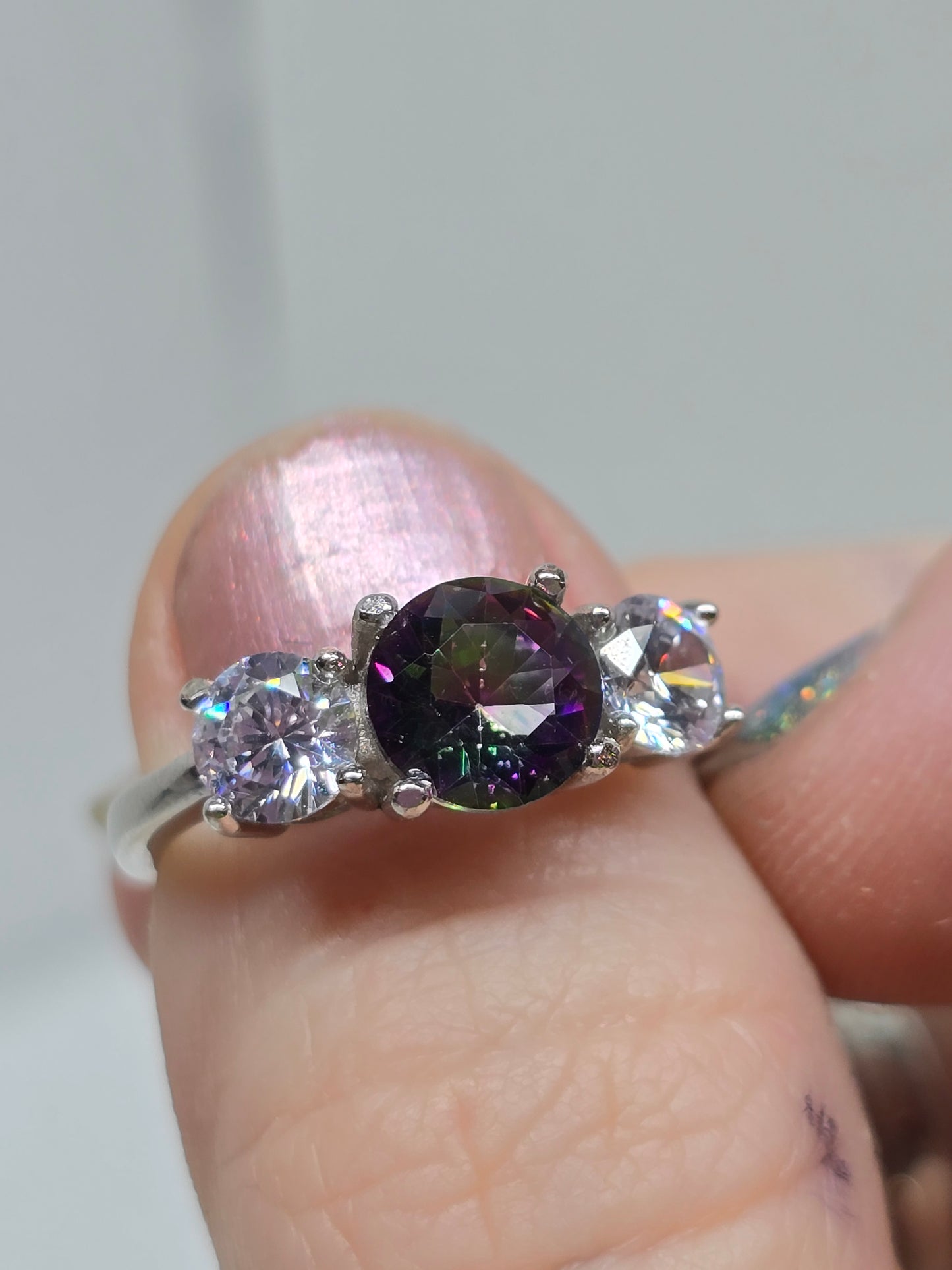 Mystic topaz & moissanite accents size 6