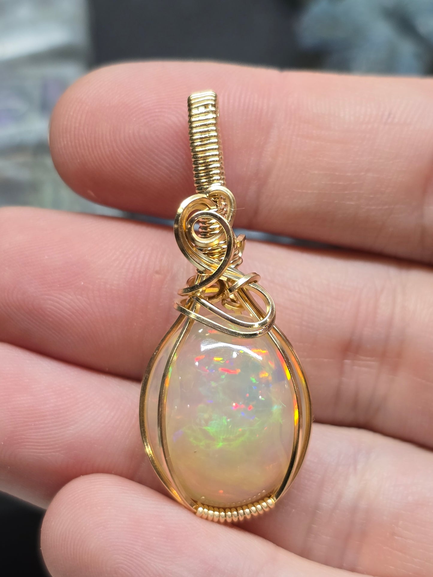 13ct Ethiopian opal in 14kt gf wire