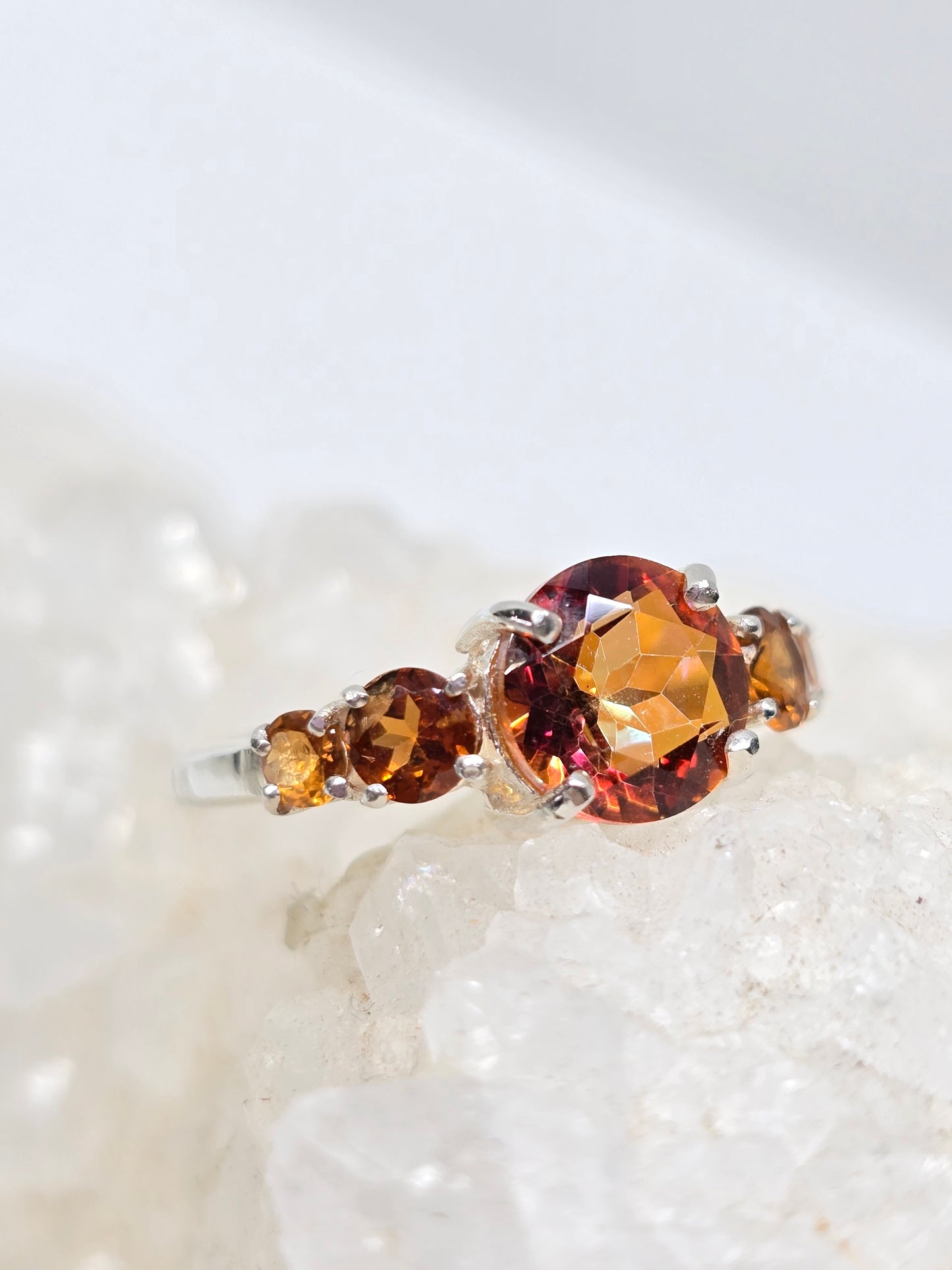Sunset mystic topaz and hessonite garnet size 7