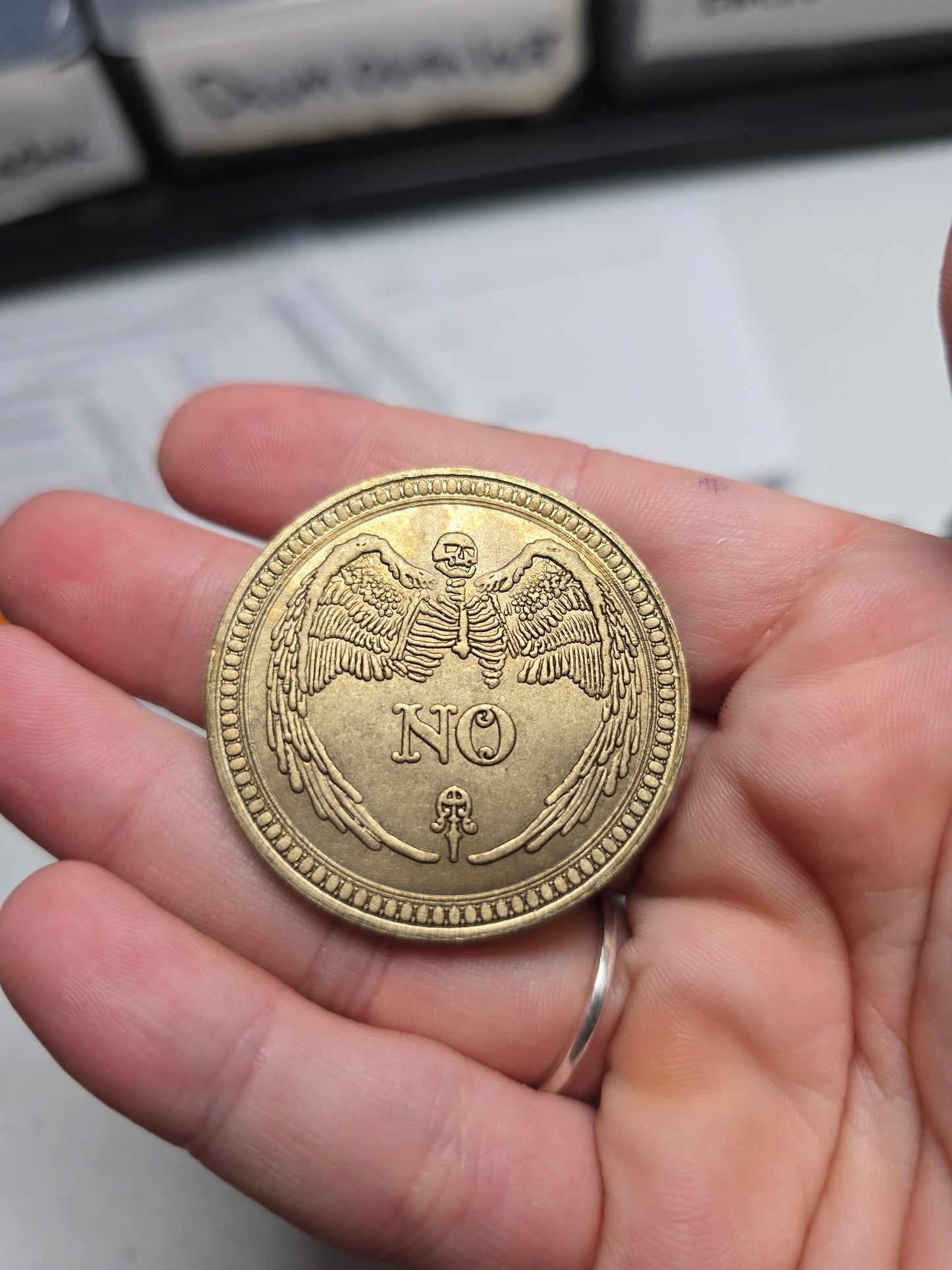 Yes/no matte copper coin