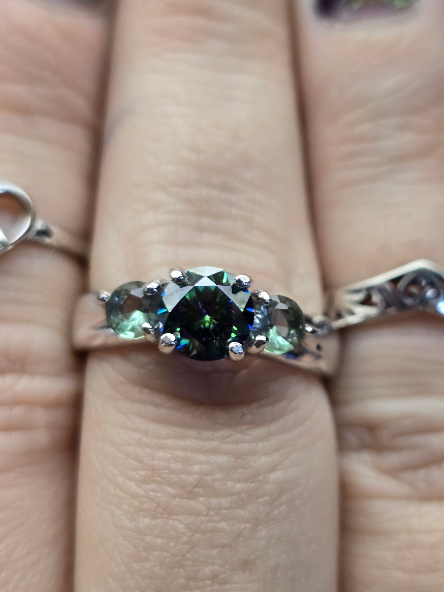 Black magic moissanite & voodoo stone size 7