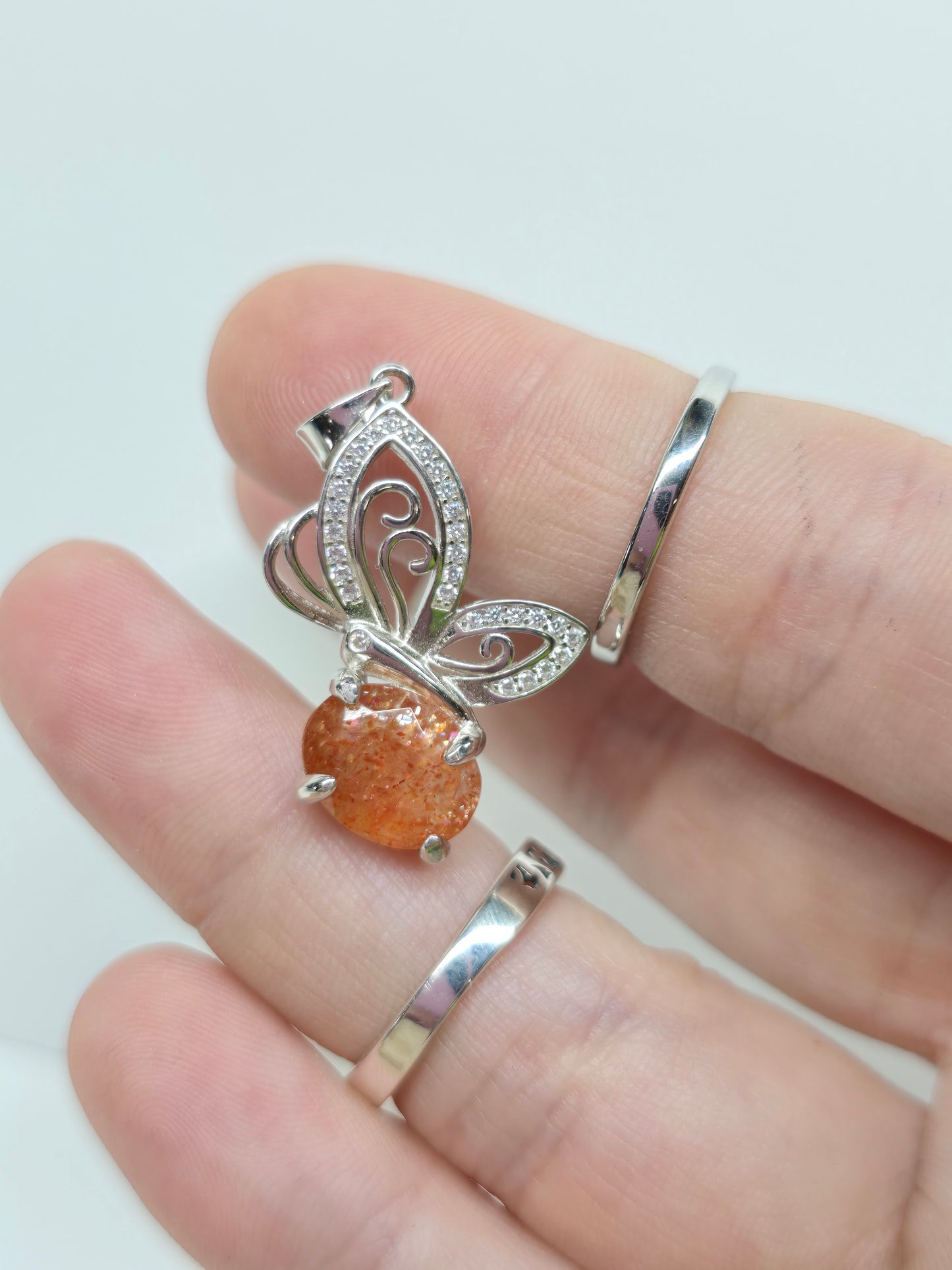Butterfly sunstone pendant