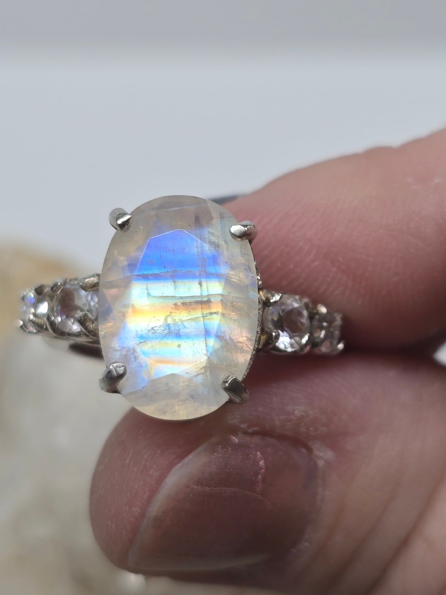 Moonstone, and moissanite size 5