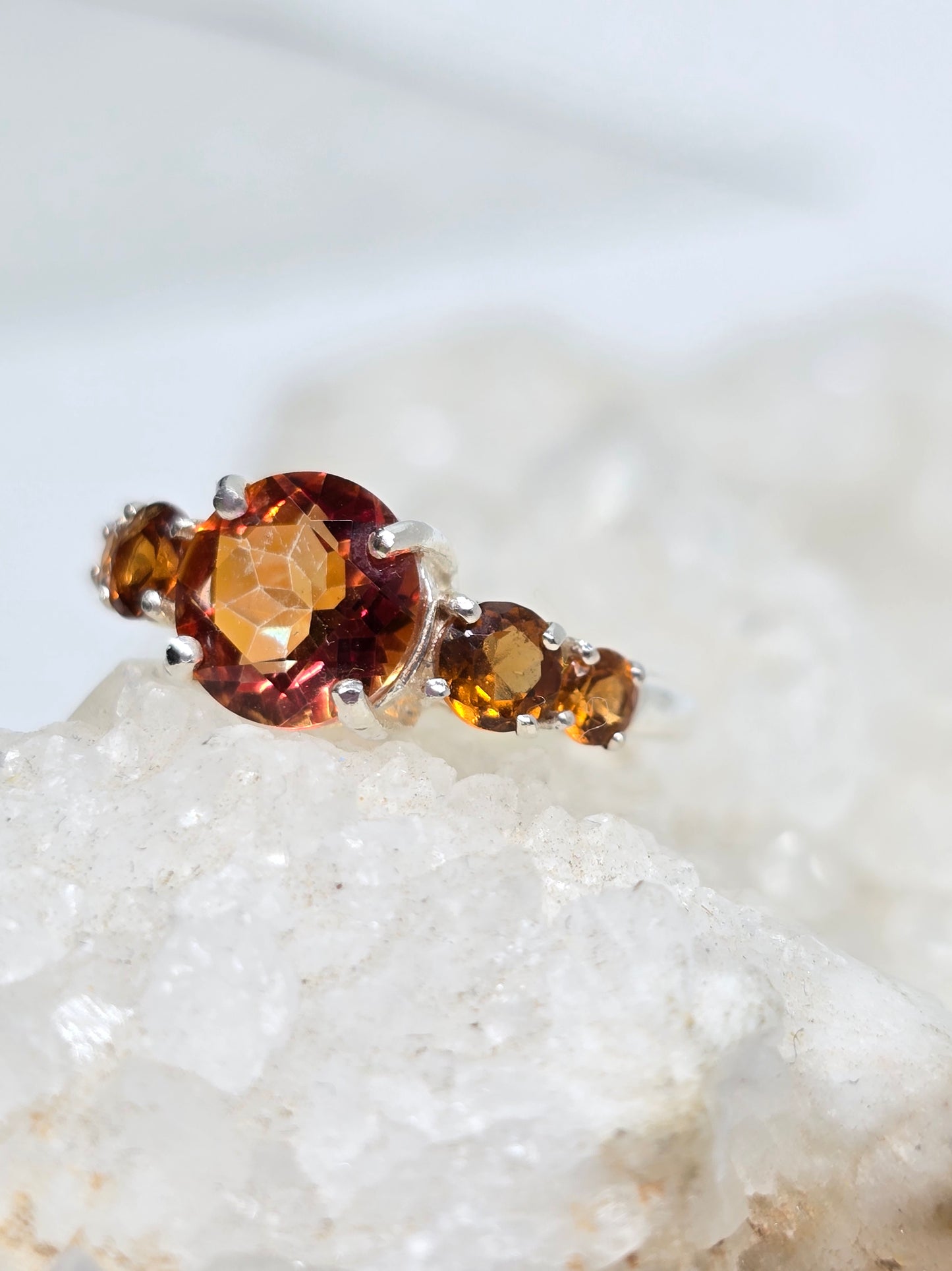 Sunset mystic topaz and hessonite garnet size 7