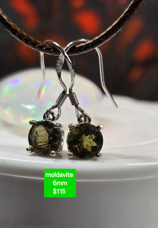 Moldavite dangle earrings
