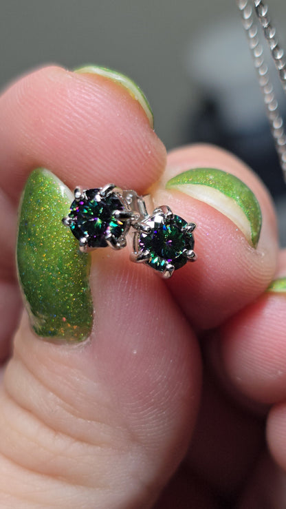 Rainbow moissanite earrings