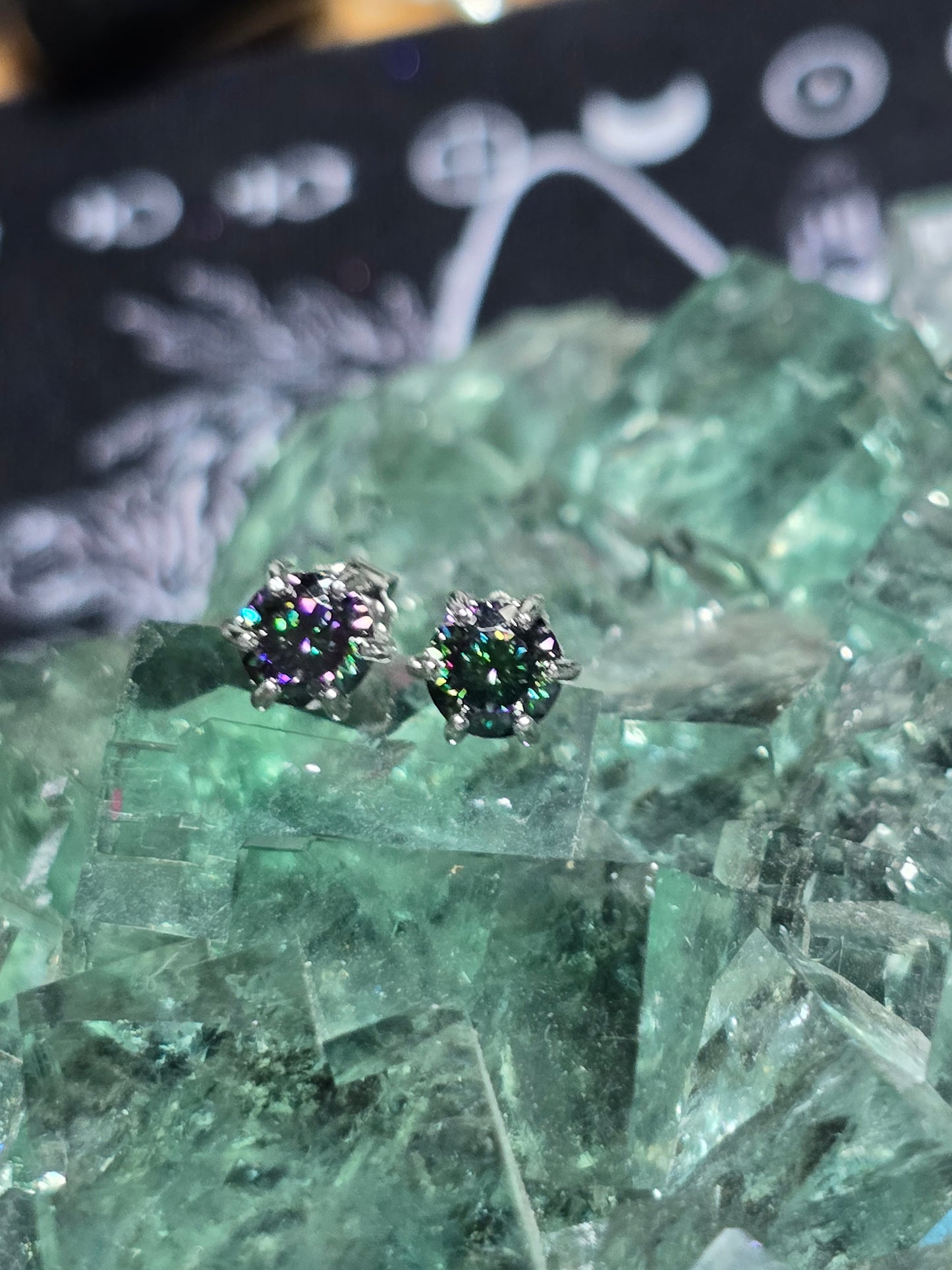Rainbow moissanite earrings