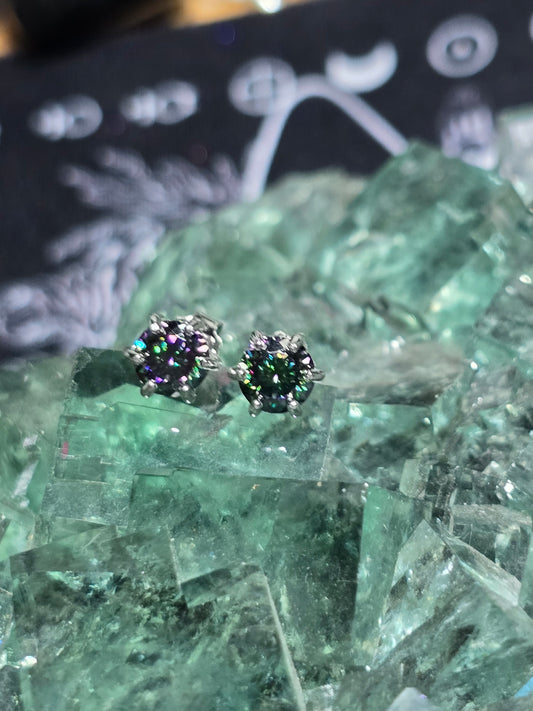 Rainbow moissanite earrings