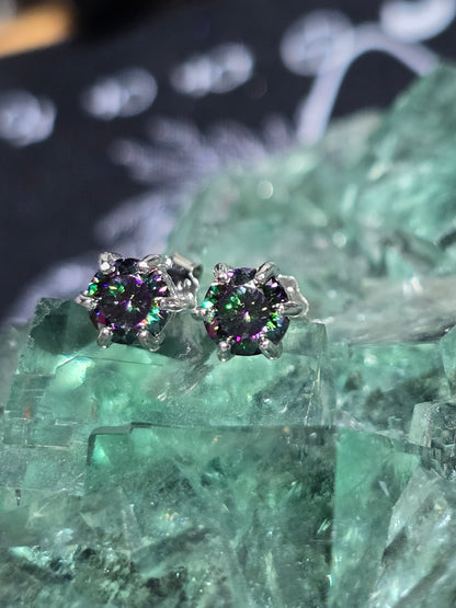 Rainbow moissanite earrings