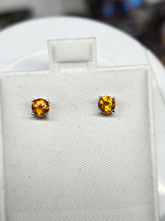 Orange sapphire earrings