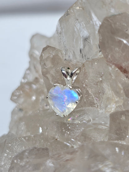 Rainbow moonstone heart pendant
