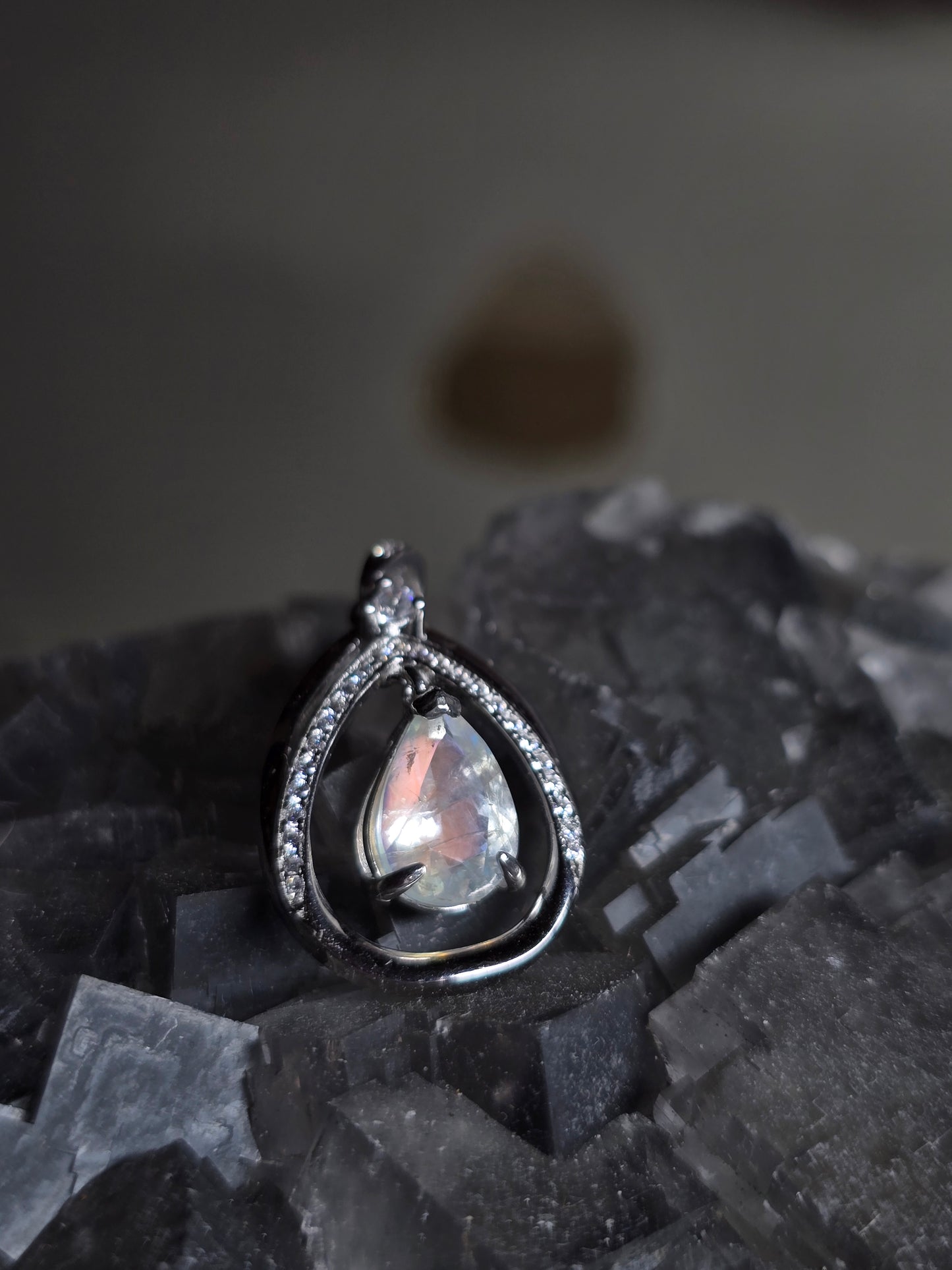 Pink Madagascar moonstone swing pendant