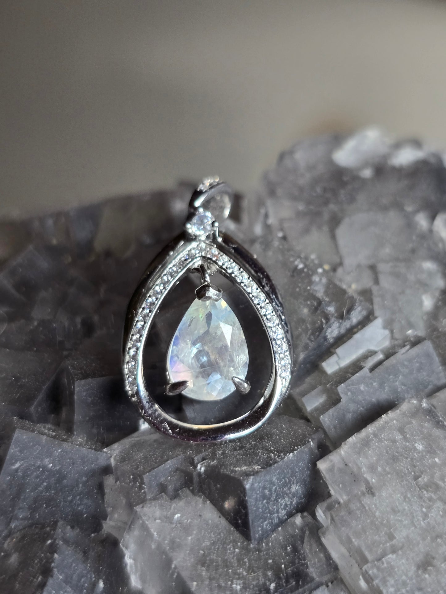 Pink Madagascar moonstone swing pendant