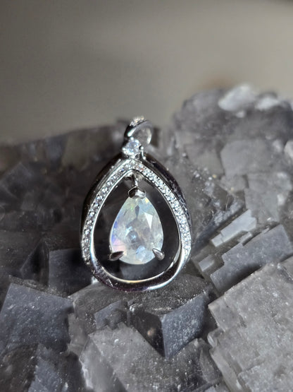 Pink Madagascar moonstone swing pendant