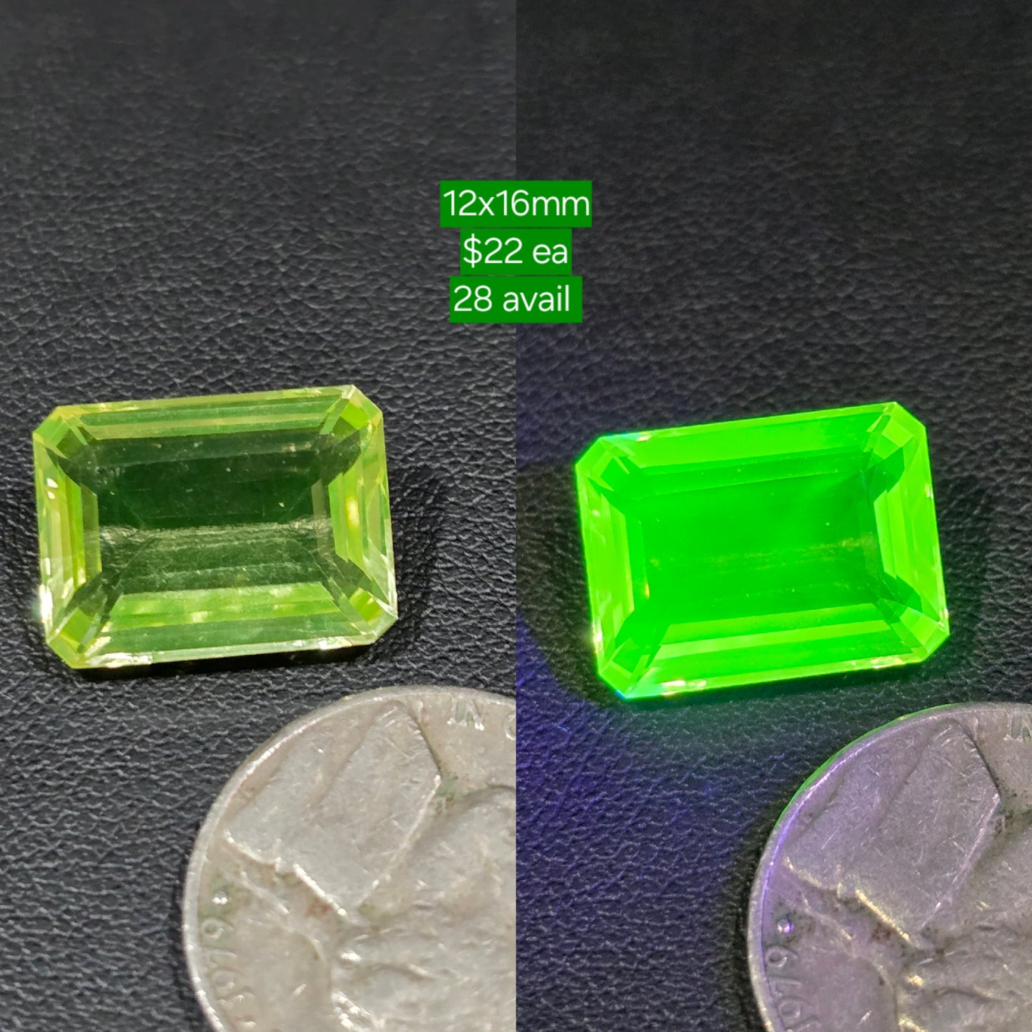 Uranium glass facet 12x16mm