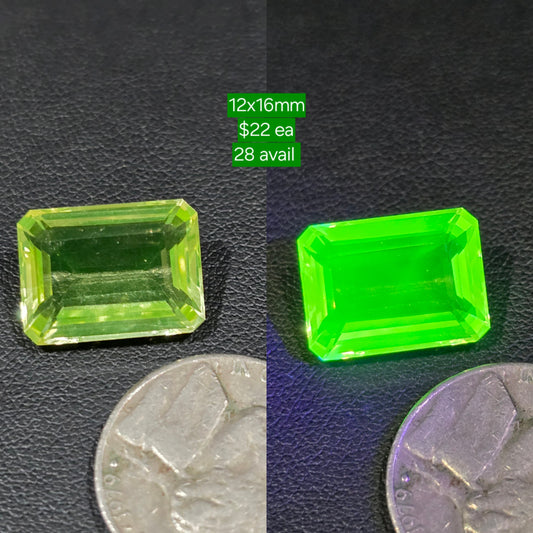 Uranium glass facet 12x16mm