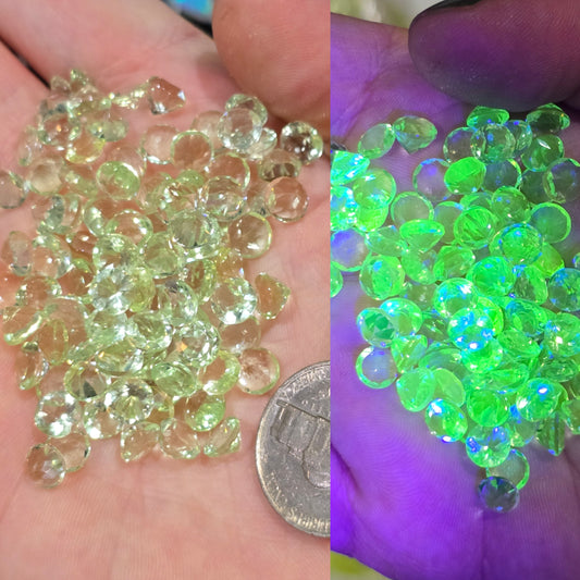 6mm round uranium glass facet