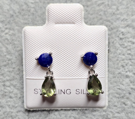 Lapis lazuli and moldavite studs