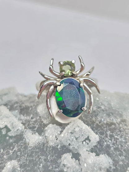Size 4 smoked opal and moldavite