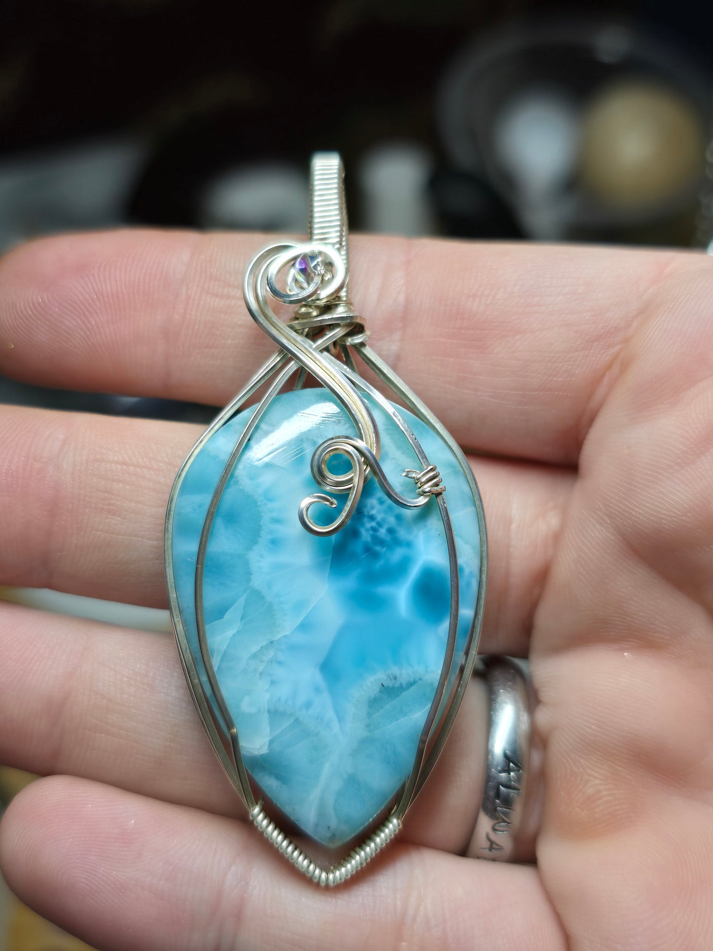Larimar in sterling silver.