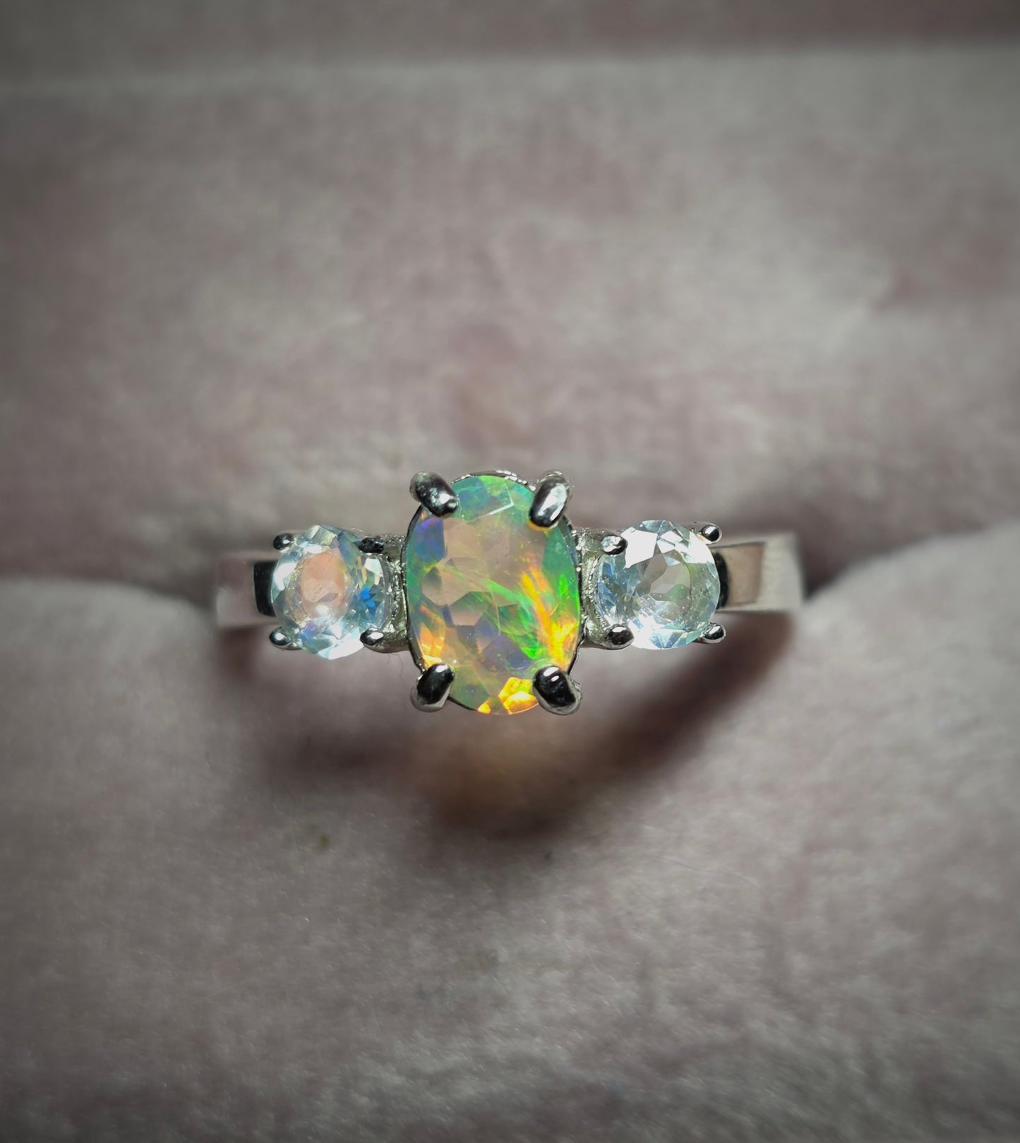 Size 6 natural Ethiopian opal and Madagascar moonstone