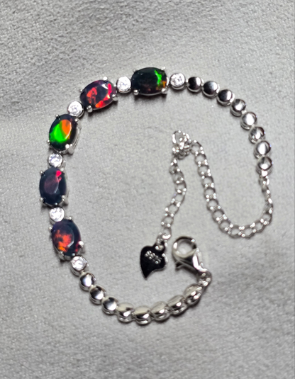 Black Ethiopian opal bracelet AAA quality.