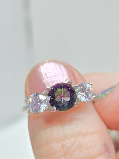 Mystic topaz & moissanite accents size 6