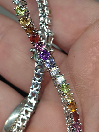 3mm rainbow bracelet. 7.5inch