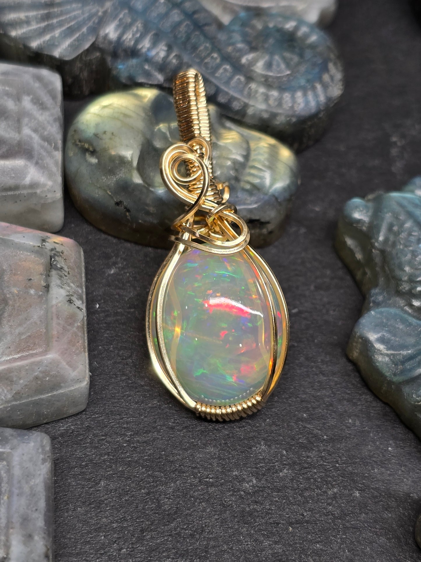13ct Ethiopian opal in 14kt gf wire