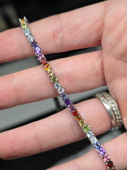 3mm rainbow bracelet. 7.5inch