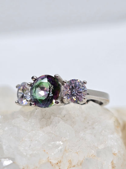 Mystic topaz & moissanite accents size 6