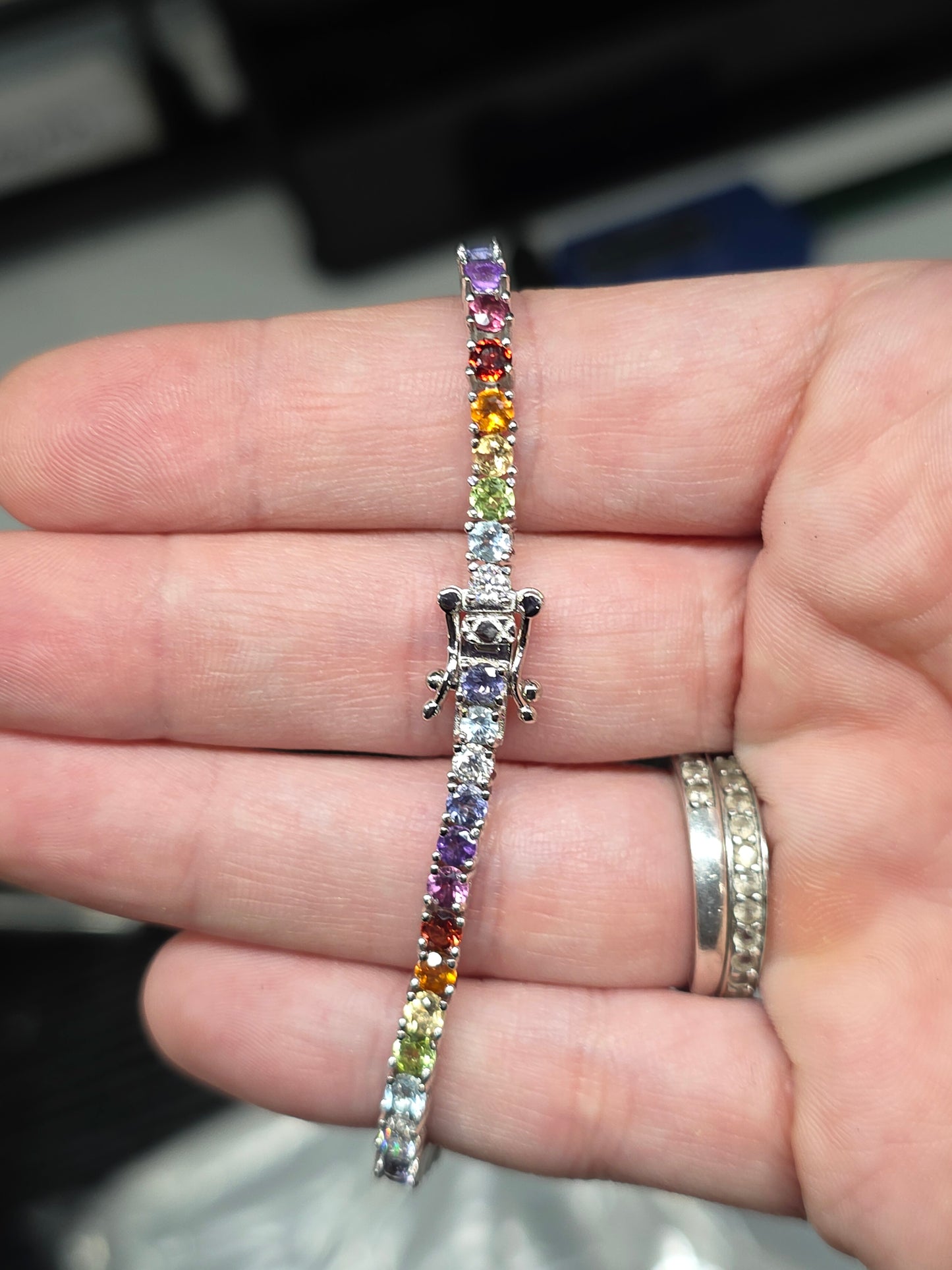 3mm rainbow bracelet. 7.5inch
