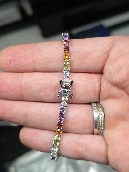 3mm rainbow bracelet. 7.5inch