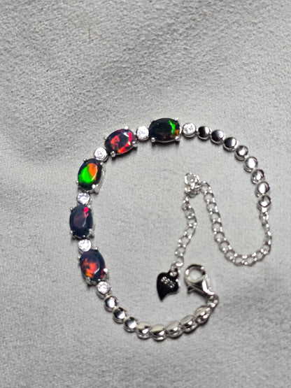 Black Ethiopian opal bracelet AAA quality.