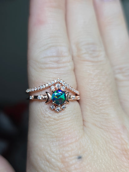 Size 8 rose gold over sterling smoked opal