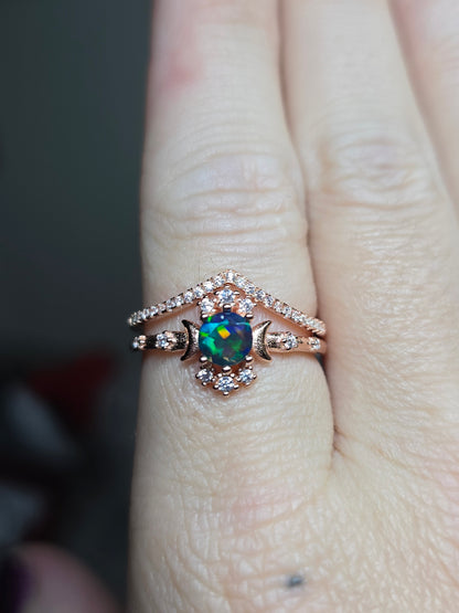 Size 8 rose gold over sterling smoked opal